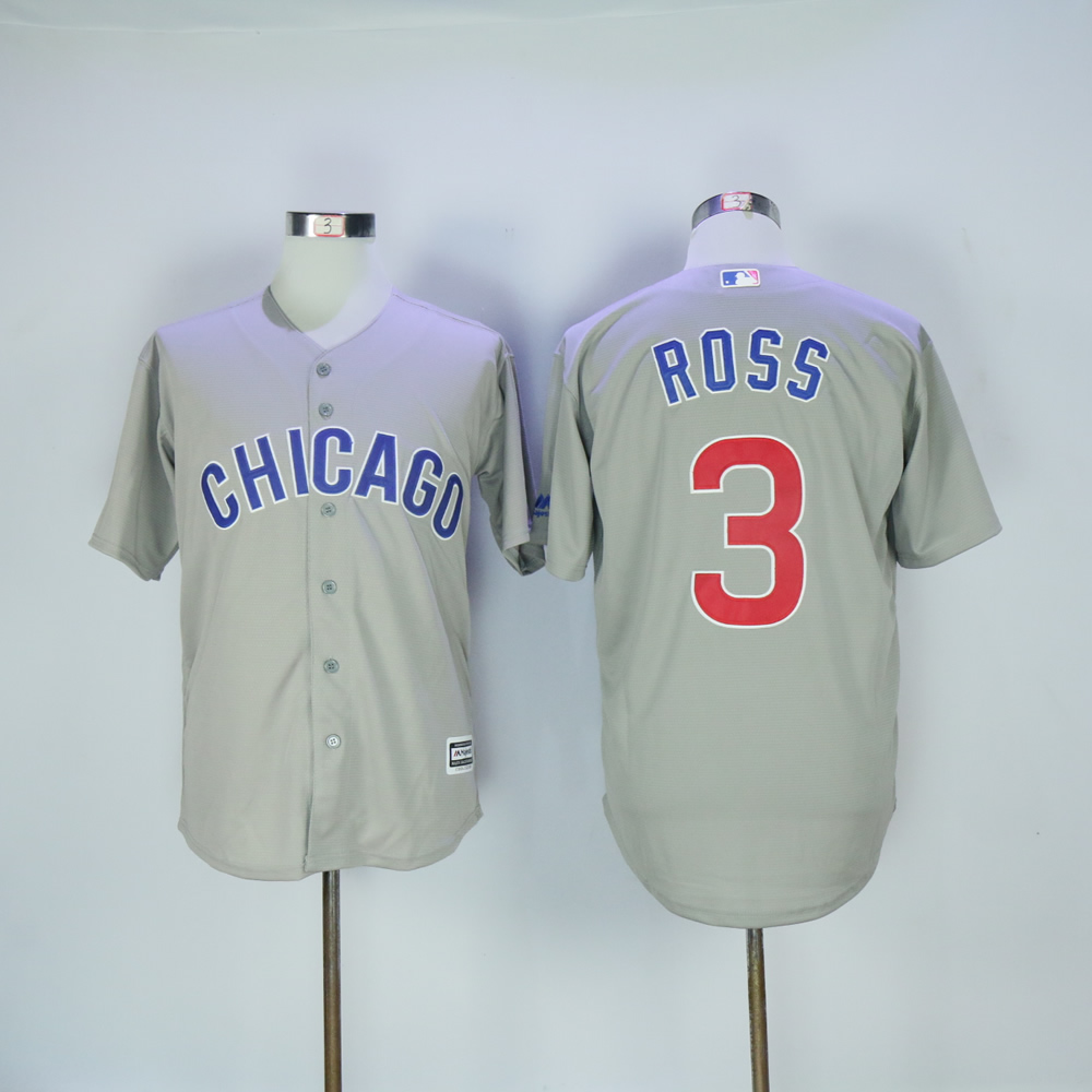 Men Chicago Cubs 3 Ross Grey MLB Jerseys